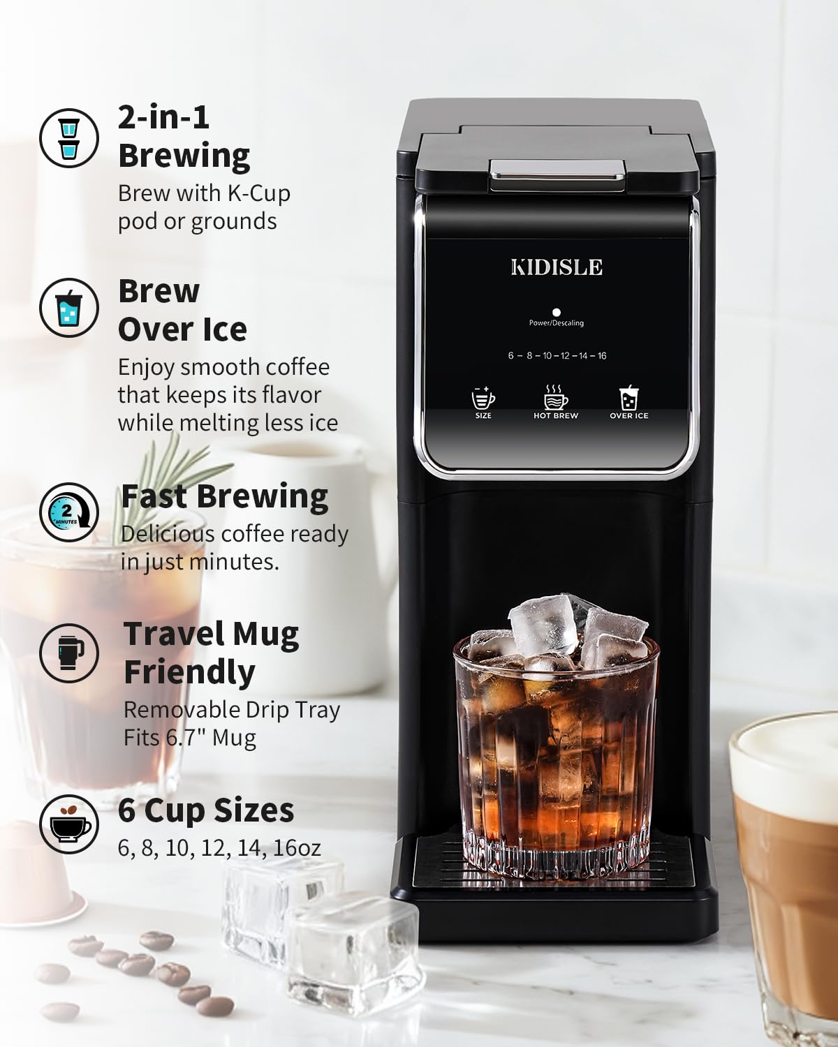 Black Single Serve Coffee Maker with 40oz Water Tank J97941