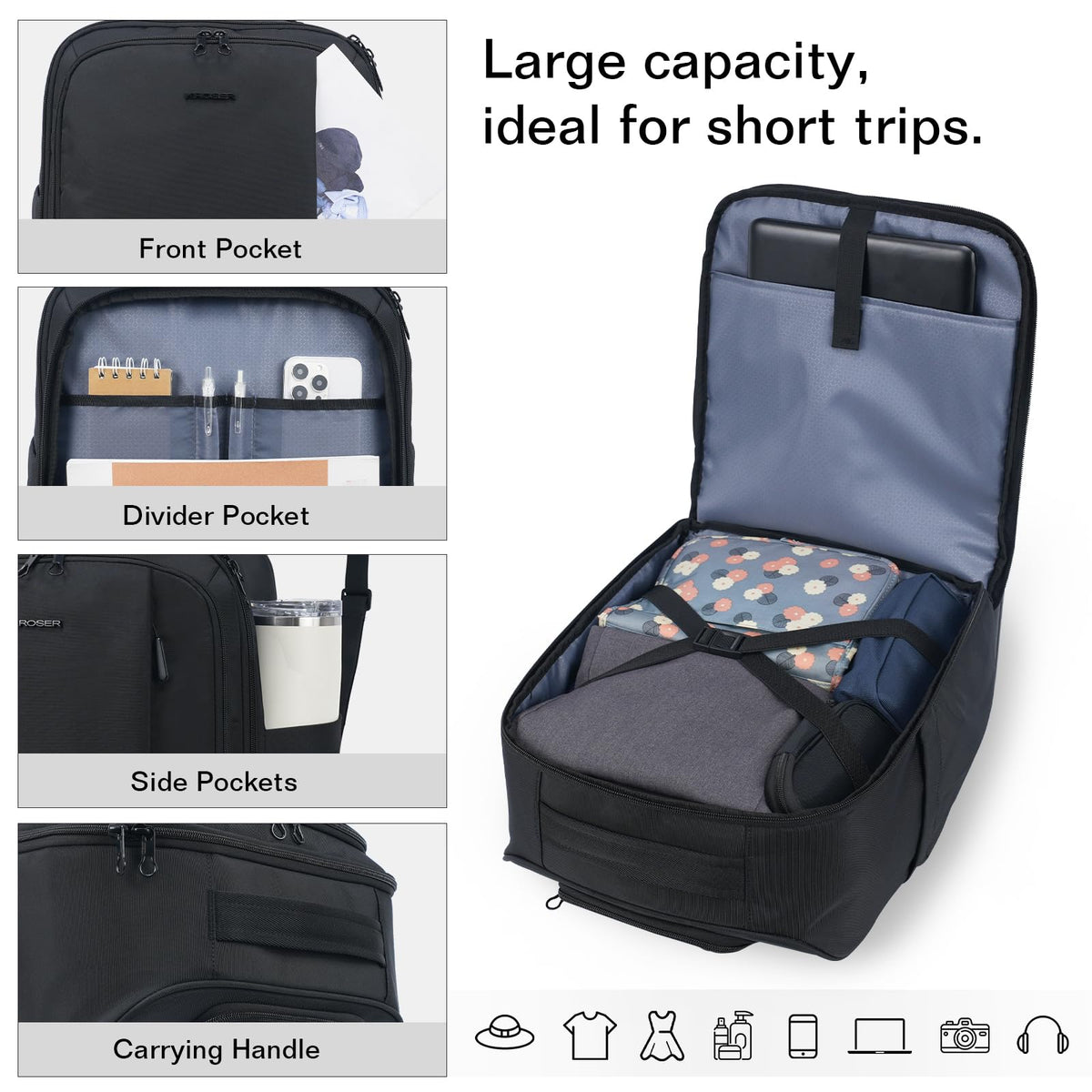16-inch Underseat Carry On Suitcase Black D475
