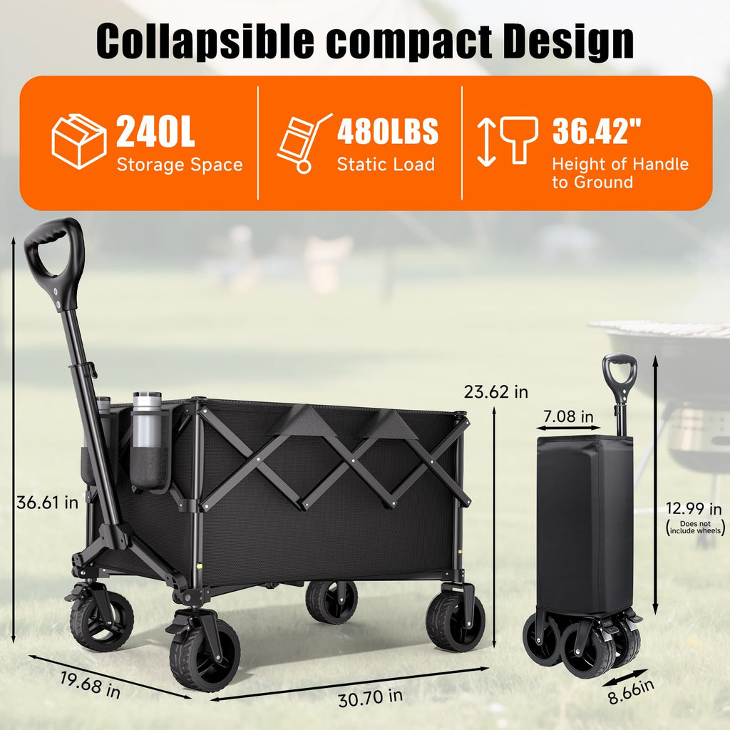 Collapsible Heavy Duty Wagon Cart with All-Terrain Wheels C27804