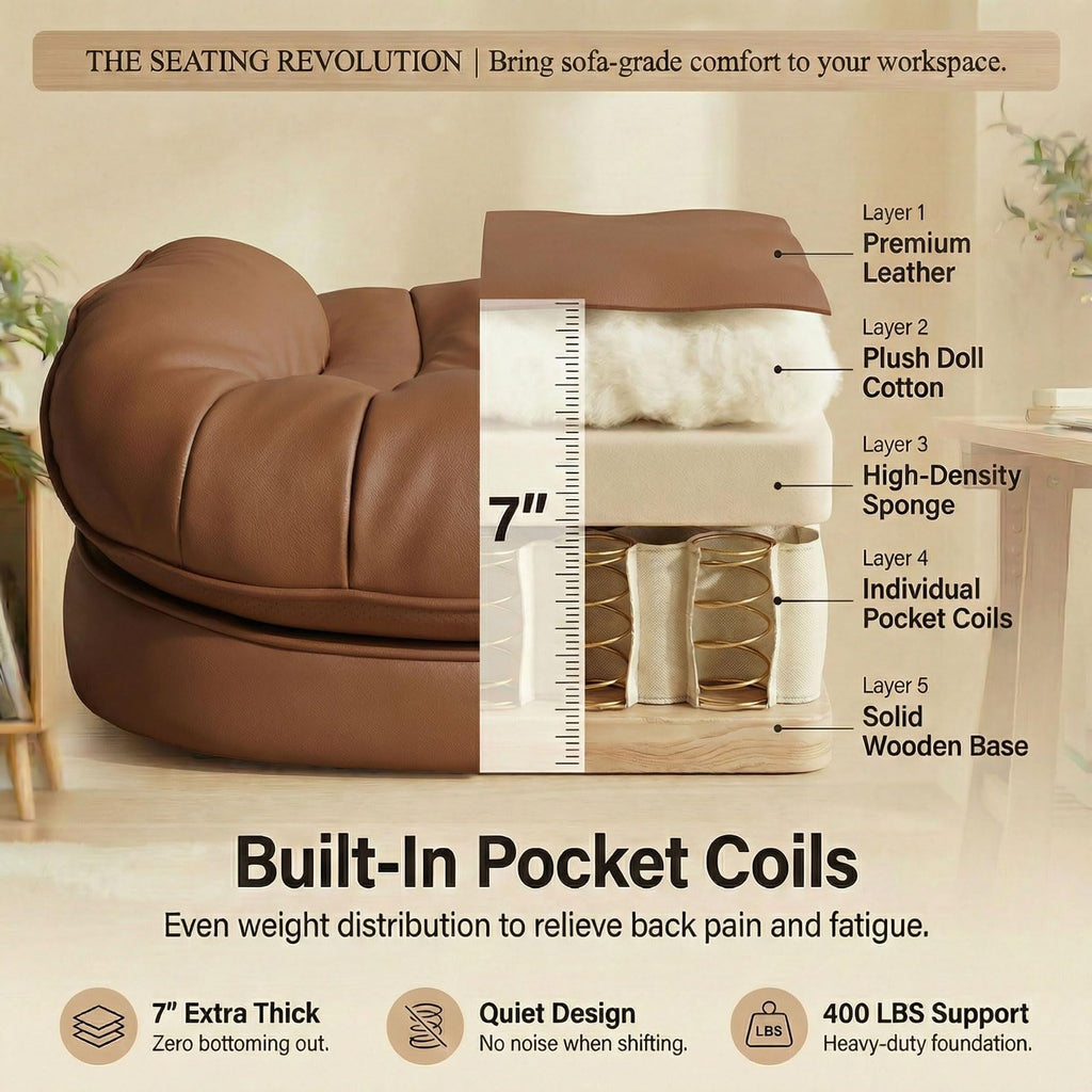 Big & Tall Desk Chair with Footrest Brown V2443