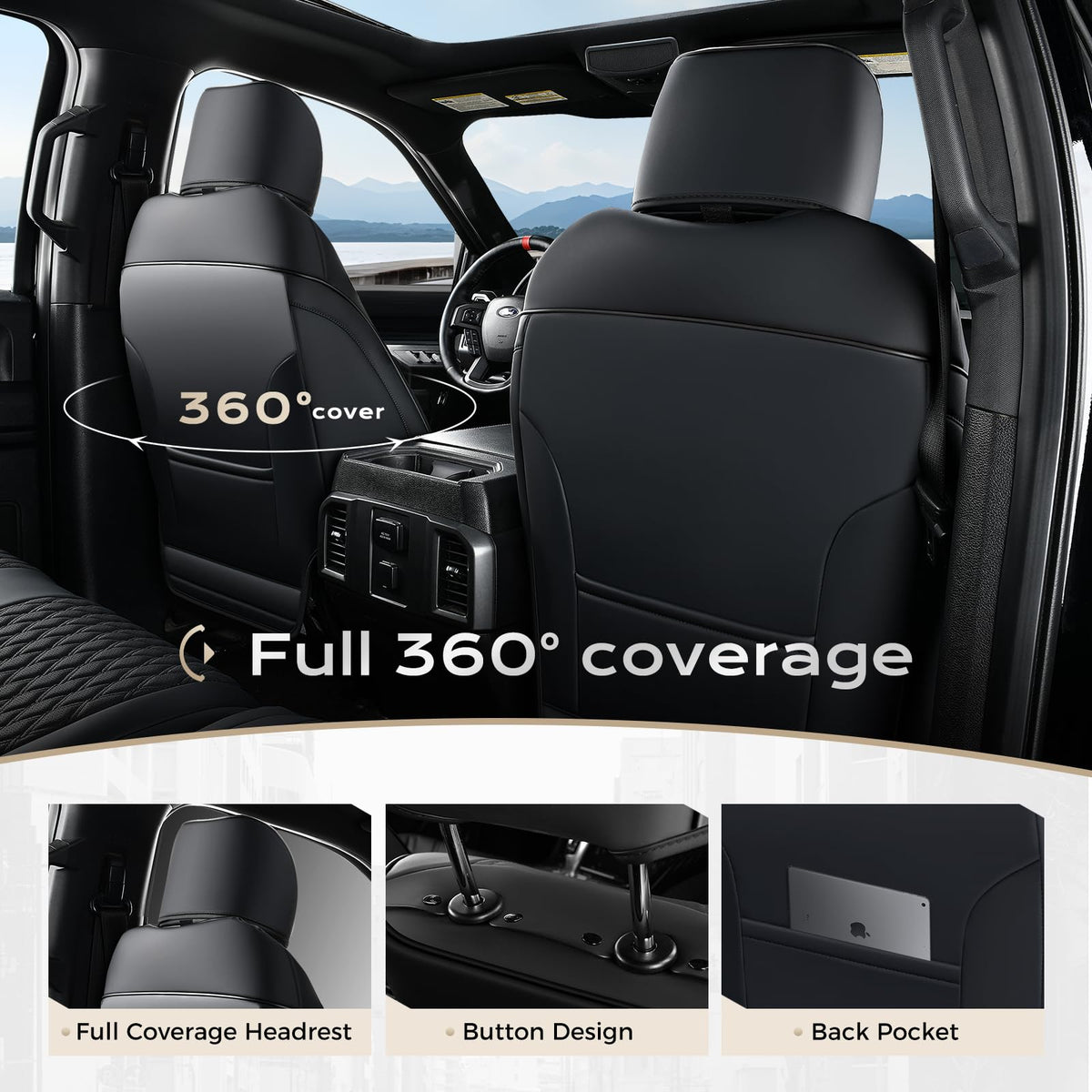 Waterproof Faux Leather Full Coverage Seat Covers S147251