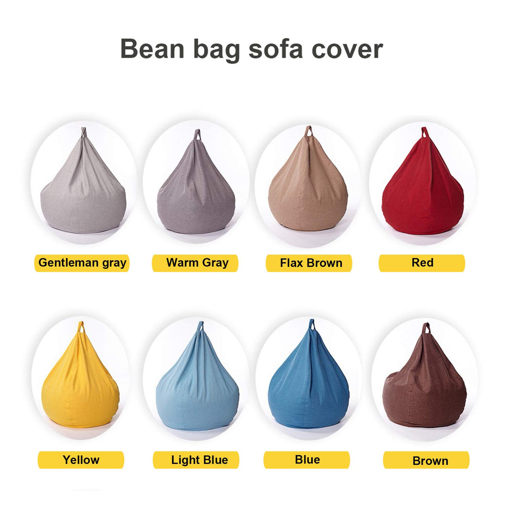 Linen Fabric Bean Bag Chair Cover 90x110cm D652