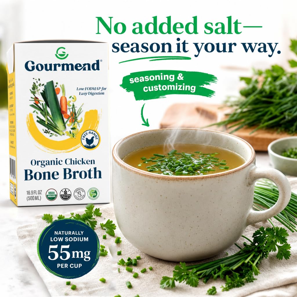 Organic Unsalted Chicken Bone Broth 16.9oz 3 Pack Y400