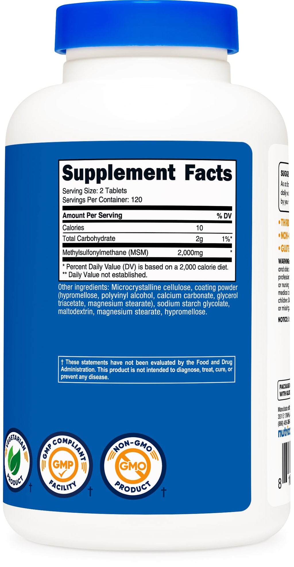 MSM Tablets 2000mg 240 Tablets H411455