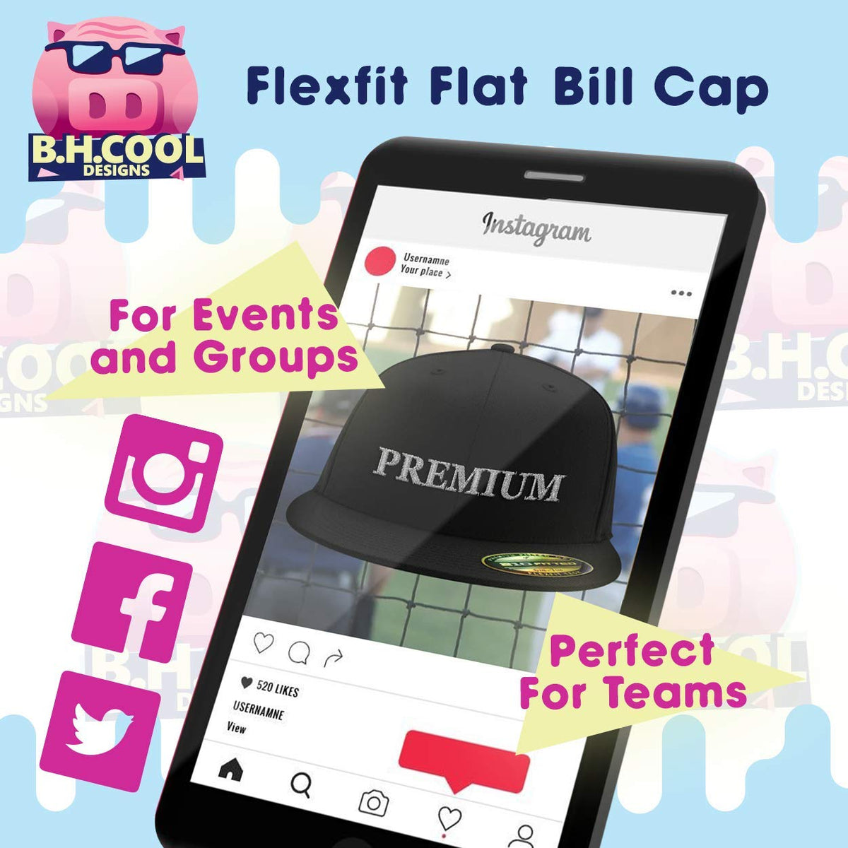 Flat Bill Fitted Hat X48625