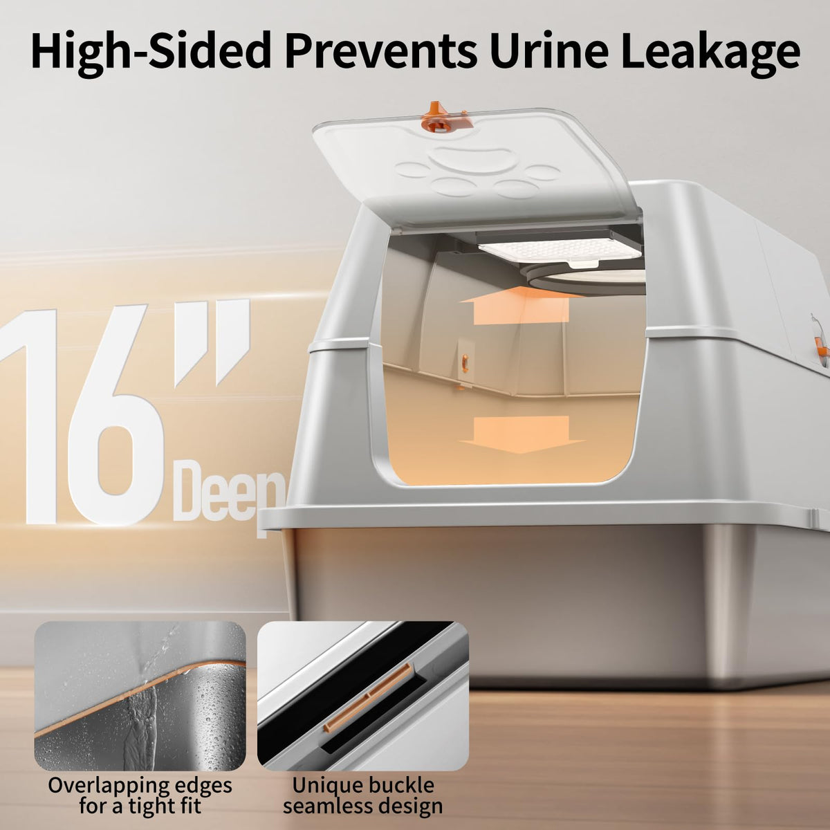 Stainless Steel XL Cat Litter Box with Lid W944