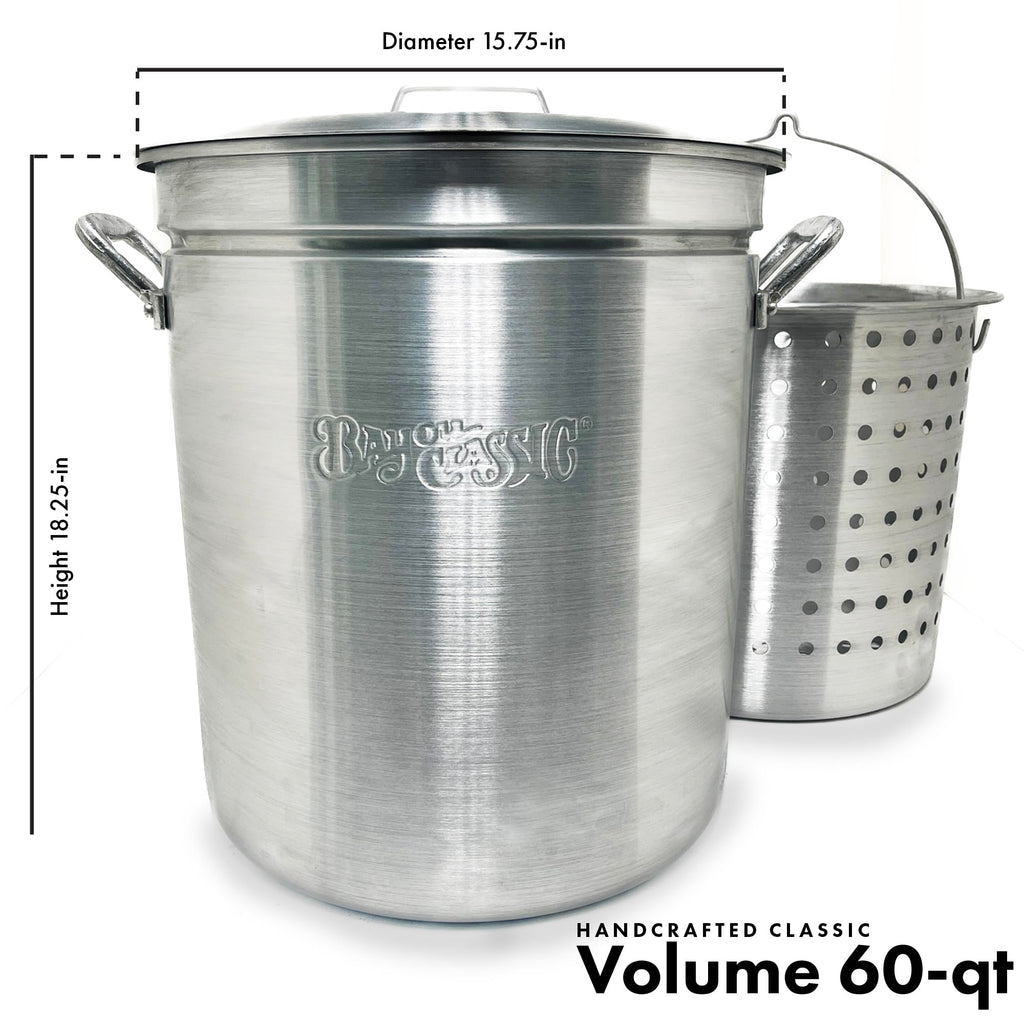 60 Qt Aluminum Stockpot with Basket A423