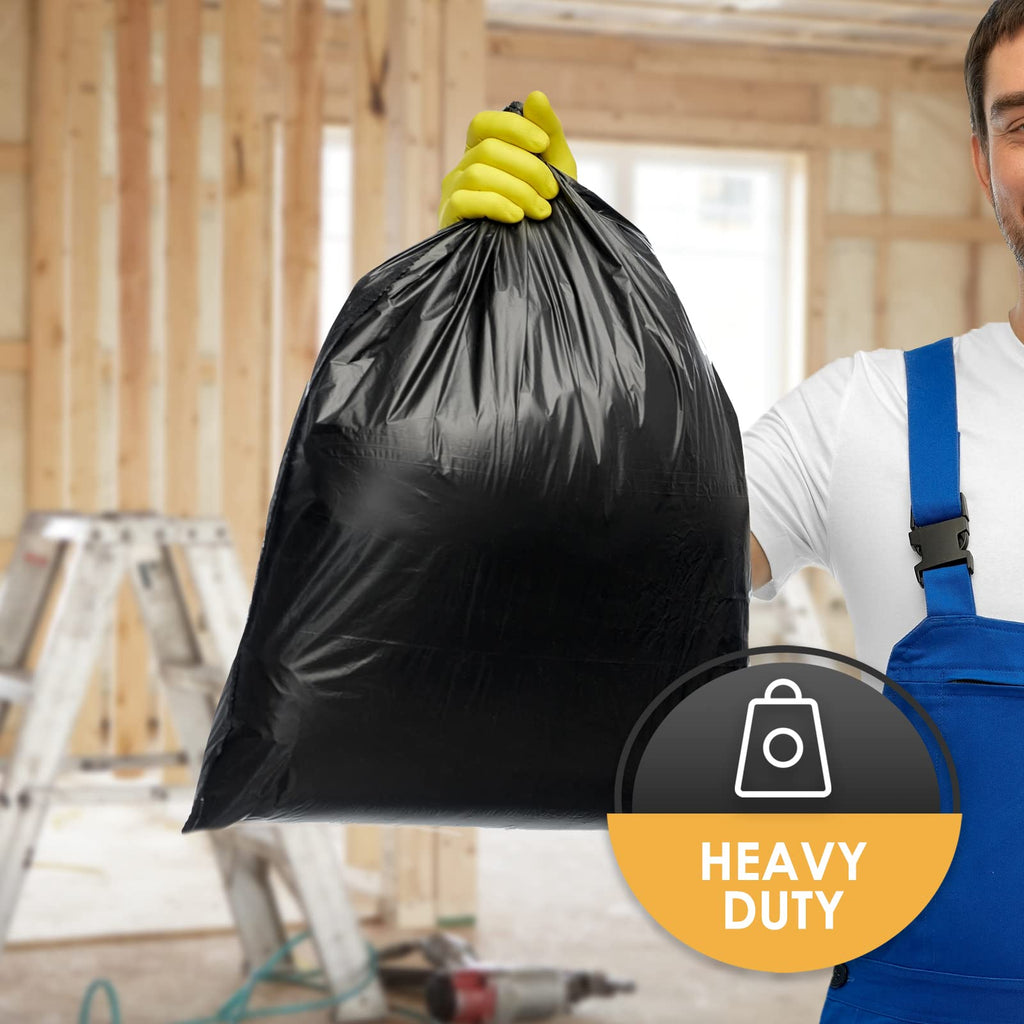 Heavy Duty 42-Gallon Contractor Trash Bags, Tear Resistant, Black, 10 Ct X333