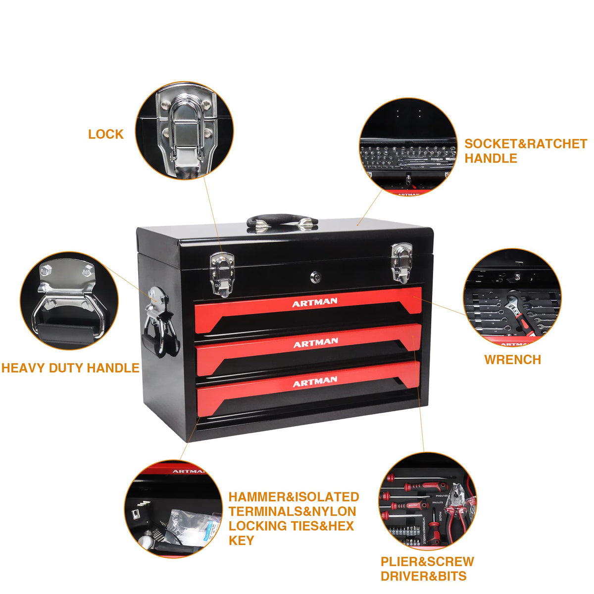 3-Drawer Steel Tool Chest with 439-Piece Mechanics Tool Set Z94600