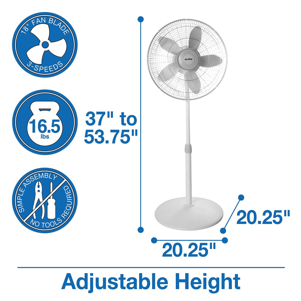 18-Inch 3-Speed Oscillating Pedestal Fan P551
