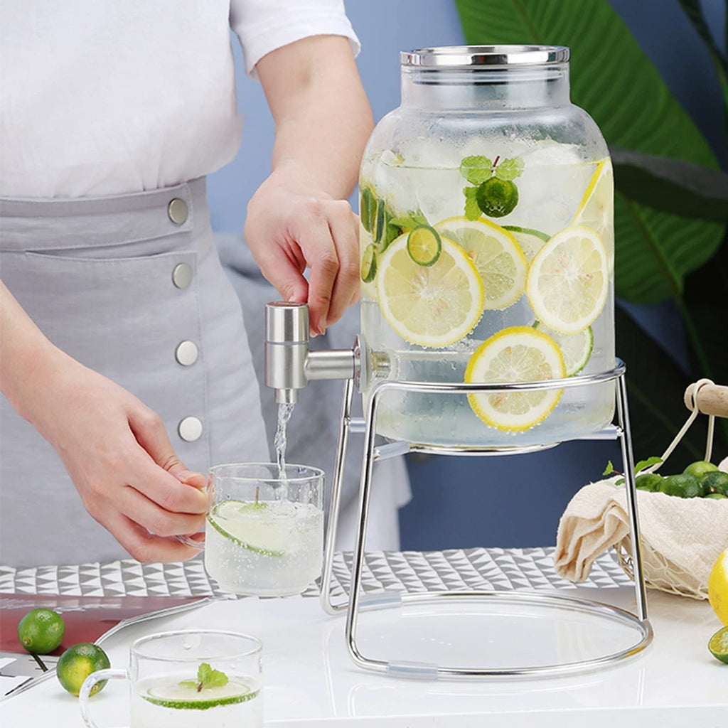 Large-capacity Glass Pitcher with Lid and Faucet D402