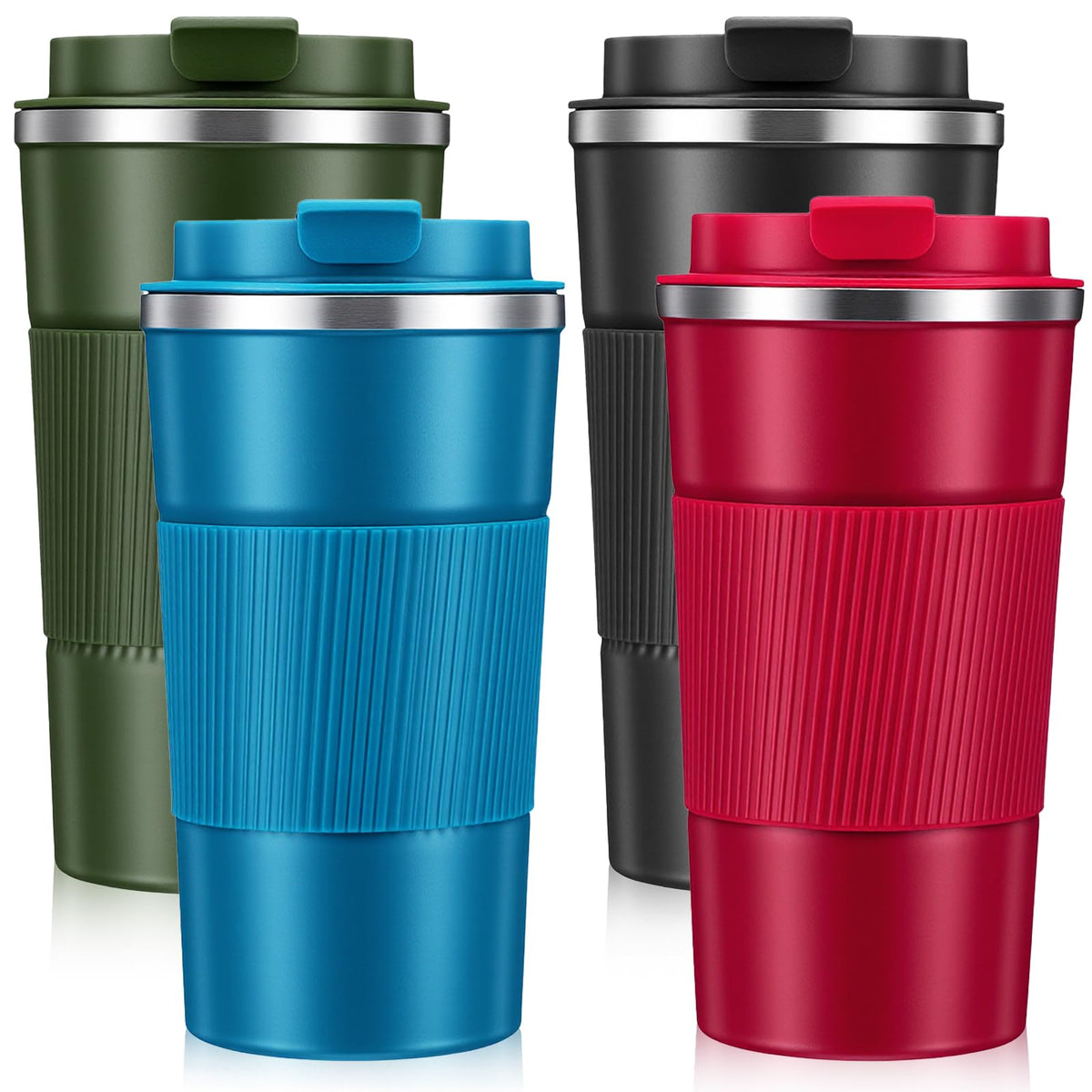 4 Pack 17oz Stainless Steel Insulated Coffee Mug with Lid C38375