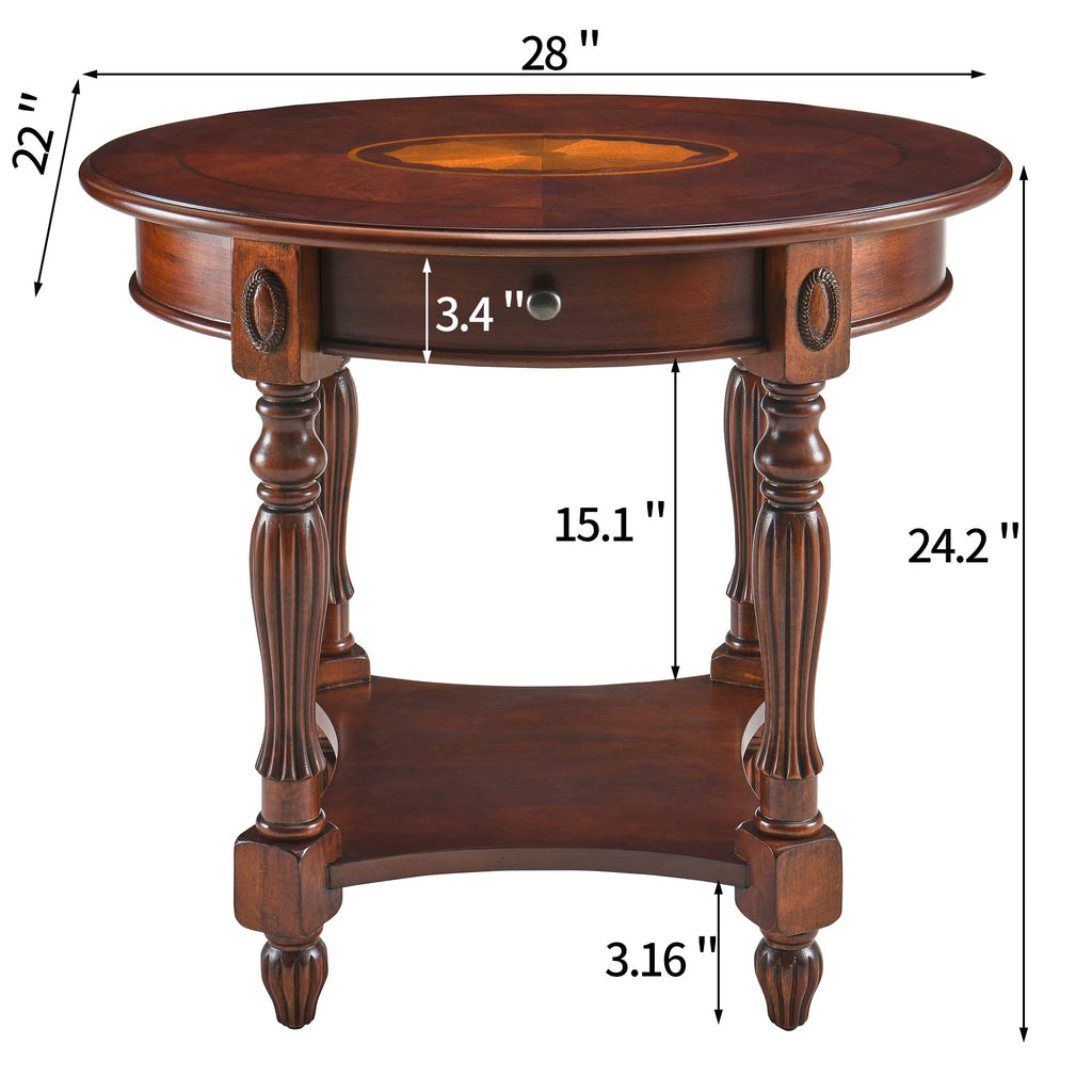 Solid Wood Oval End Table with Drawer C8772