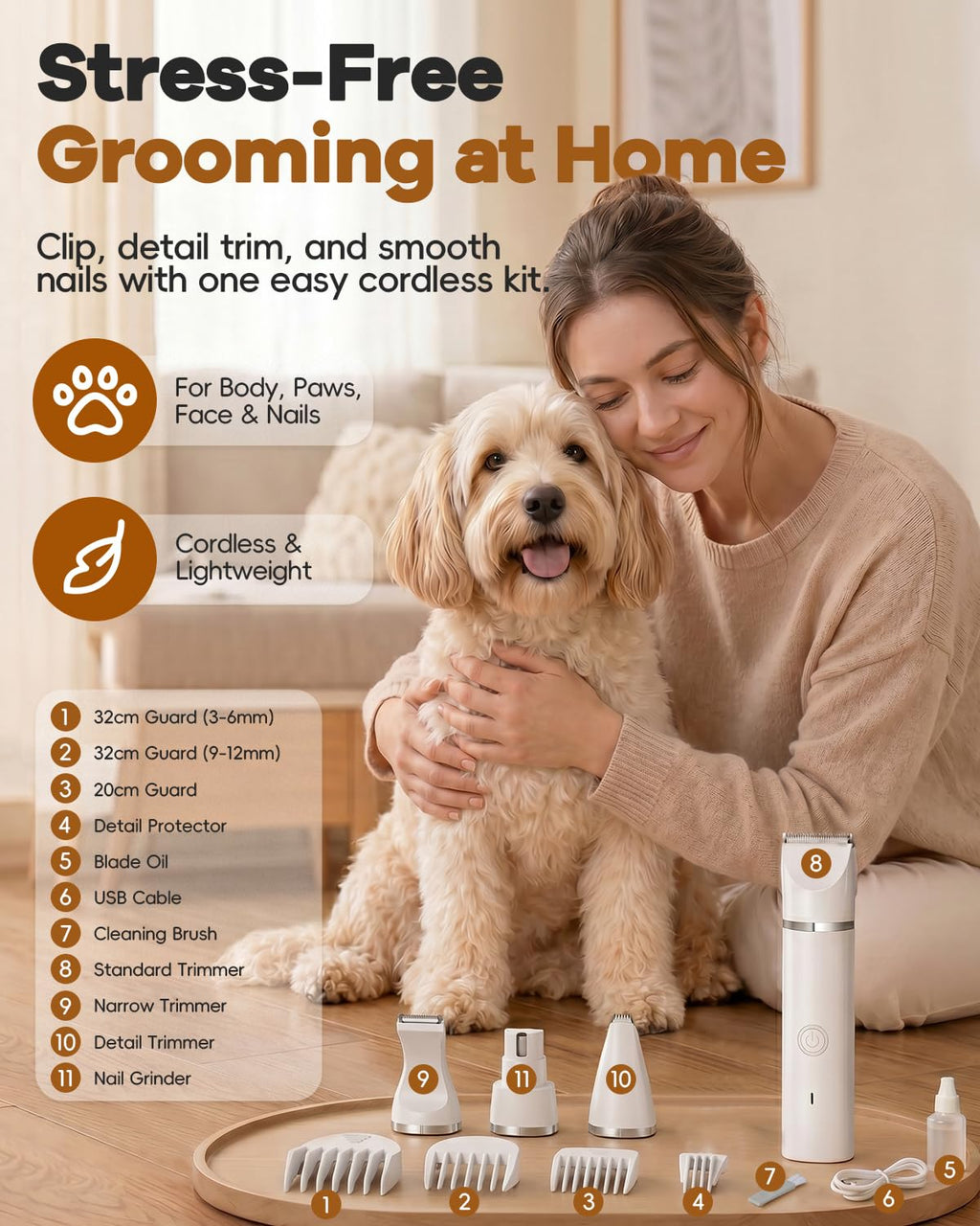 4 in 1 Dog Clippers Grooming Kit with Paw Hair Trimmer Y901204