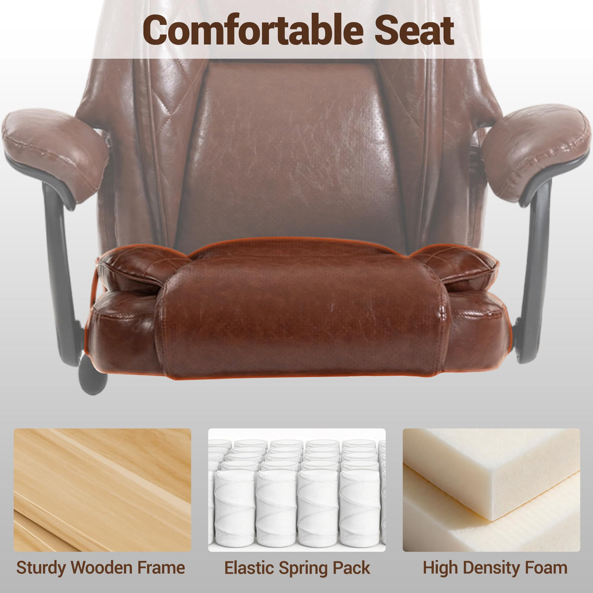 Big and Tall Executive Office Chair with Footrest, Brown T214112