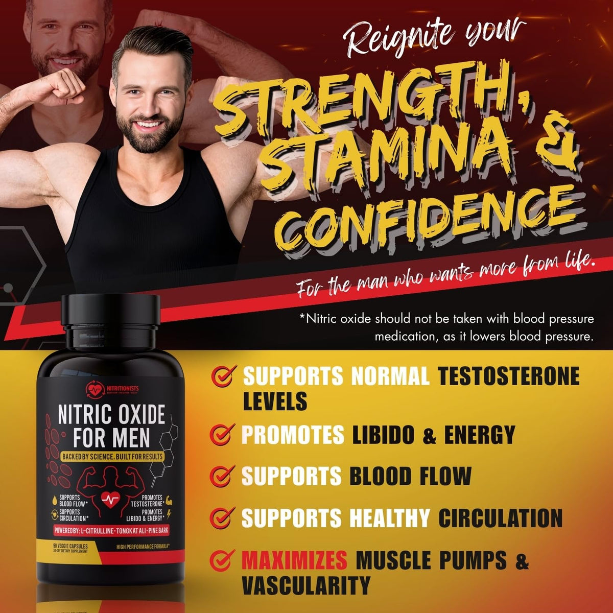 90 Capsules Nitric Oxide Supplement K544