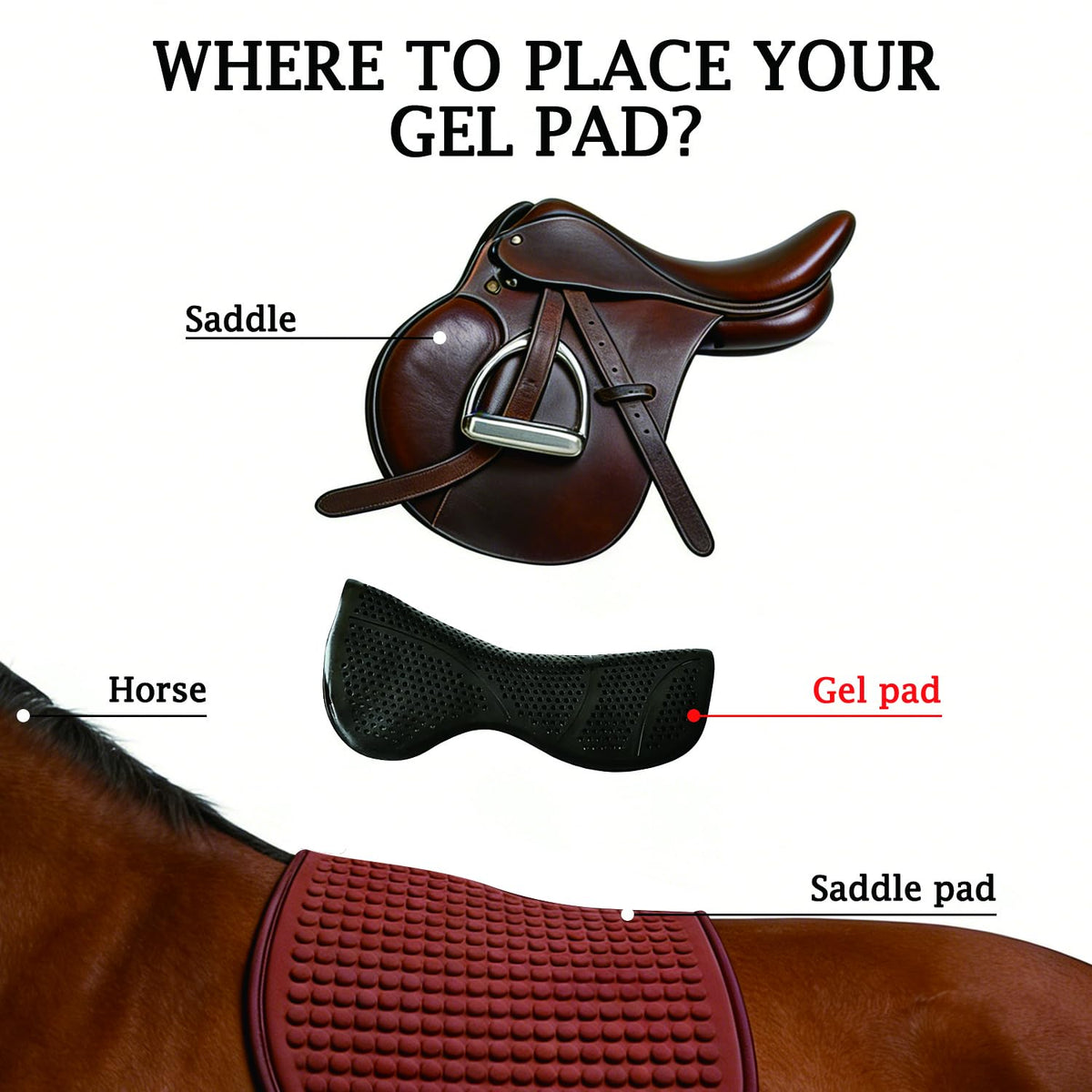 Silicone Gel Non Slip Shock Absorbing Horse Saddle Pad J695