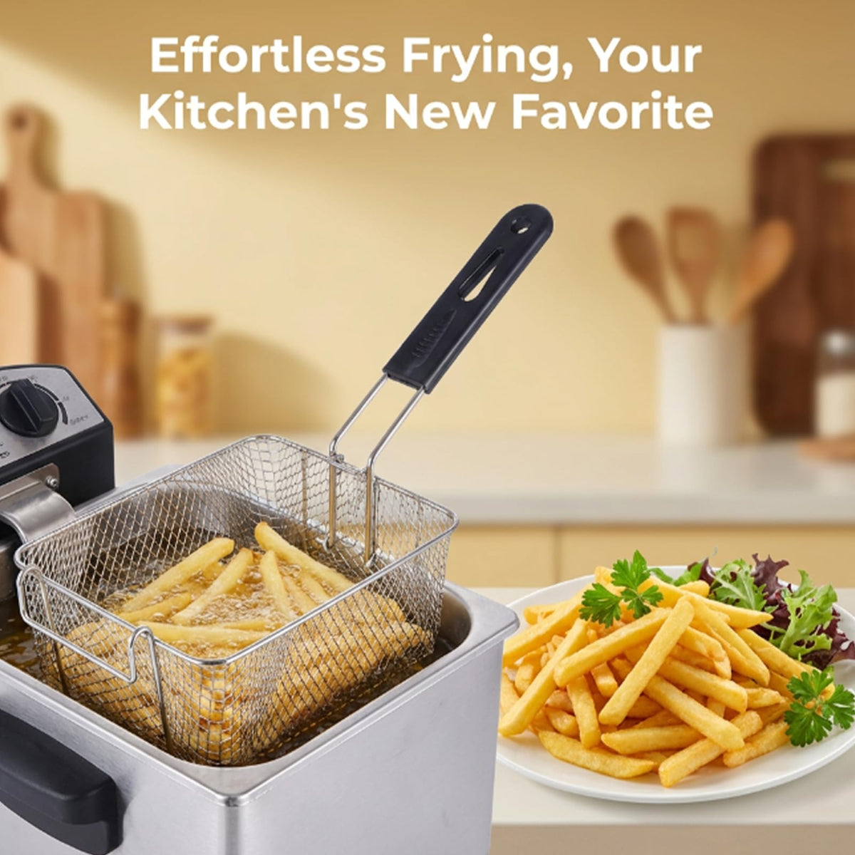 Stainless Steel Fry Basket with Detachable Handle J77513