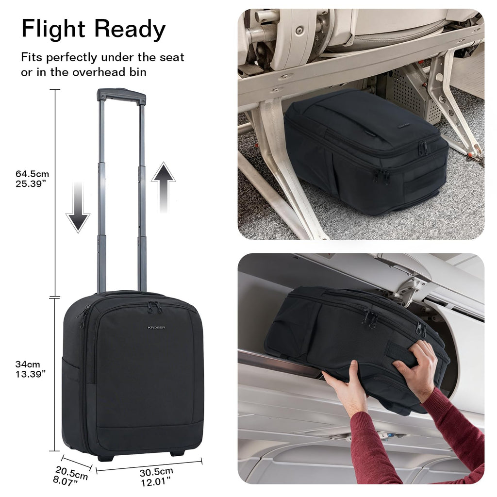 16-inch Underseat Carry On Suitcase Black D475