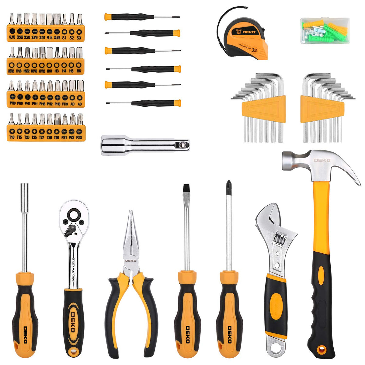 158 Piece Household Hand Tool Kit with Toolbox Storage Case U667