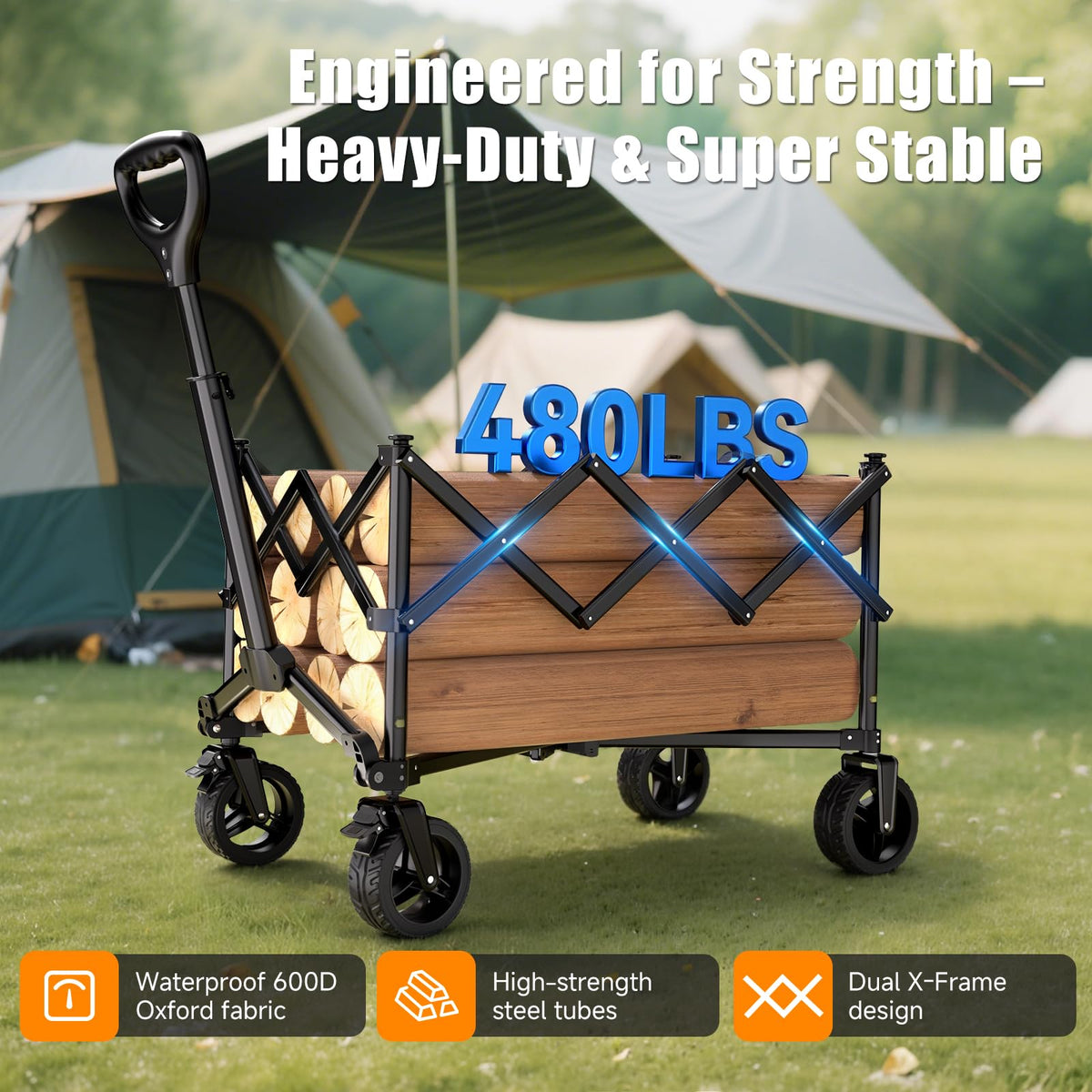 Collapsible Heavy Duty Wagon Cart with All-Terrain Wheels C27804