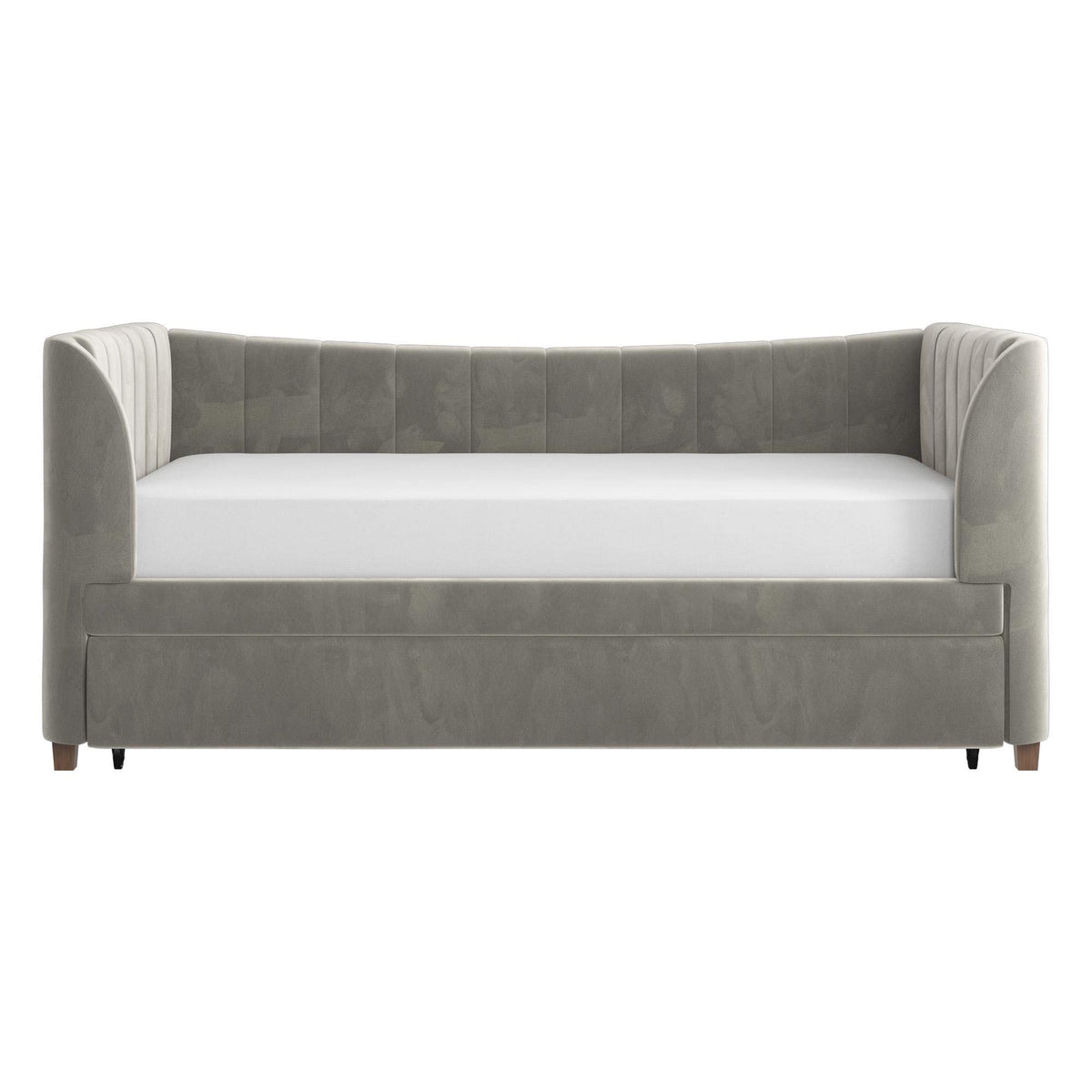 Gray Velvet Twin Upholstered Daybed with Trundle W4473