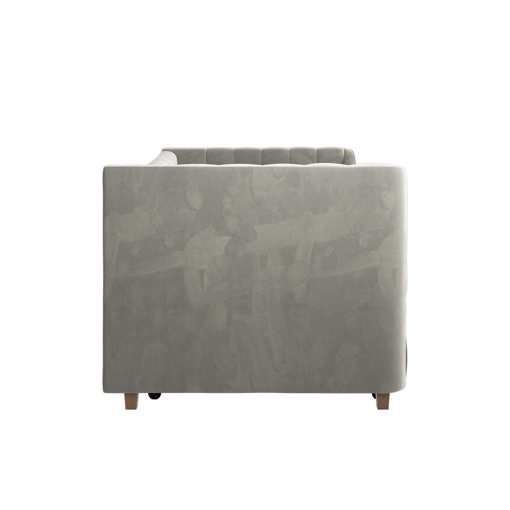 Gray Velvet Twin Upholstered Daybed with Trundle W4473
