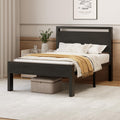 Black Twin Metal Bed Frame with Wooden Headboard and Footboard T1827