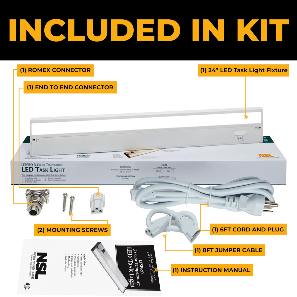LED Under Cabinet Lighting 24 Inch White P7246