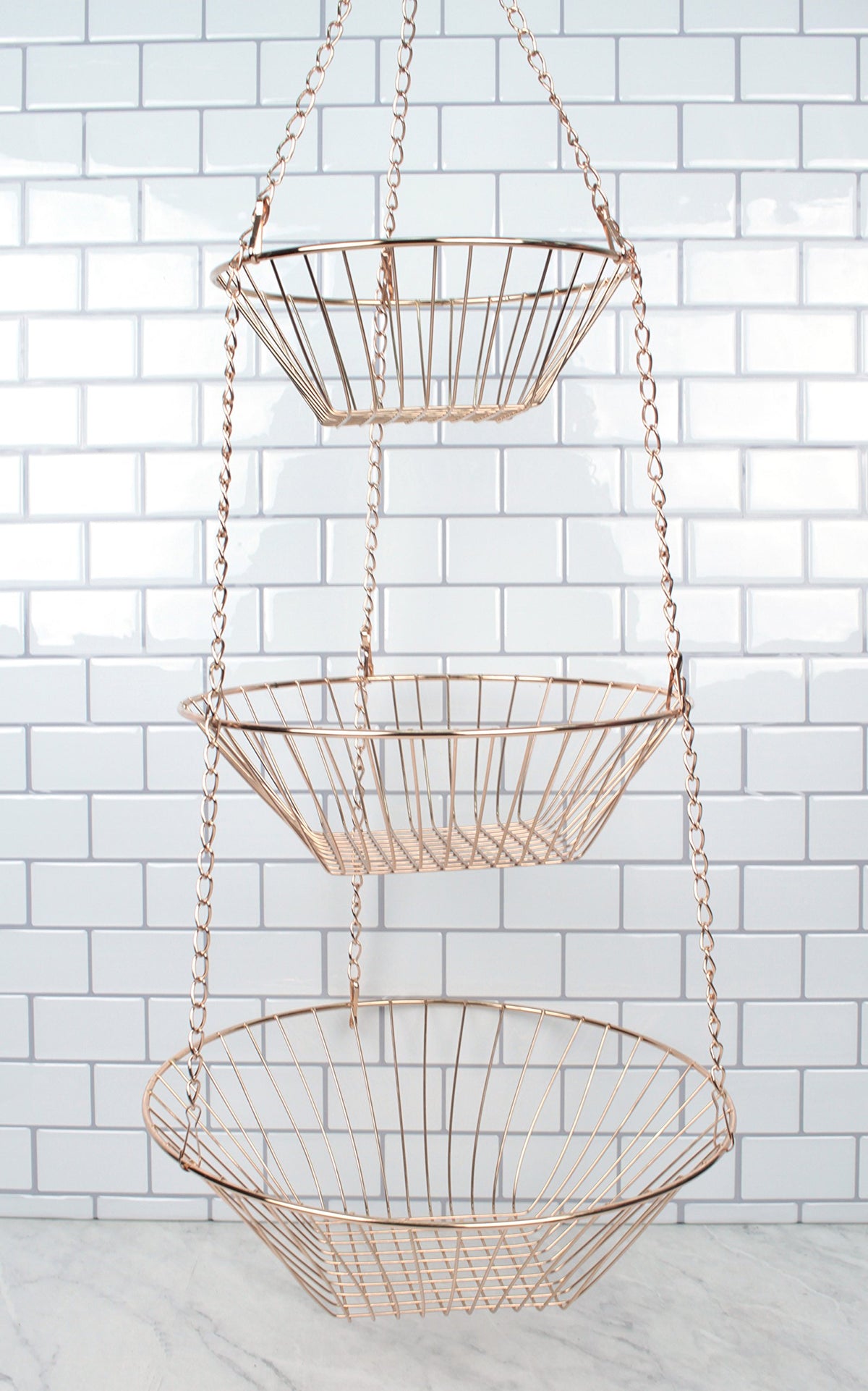 3-Tier Copper Wire Hanging Baskets Z579