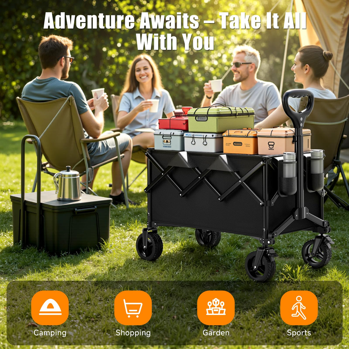Collapsible Heavy Duty Wagon Cart with All-Terrain Wheels C27804