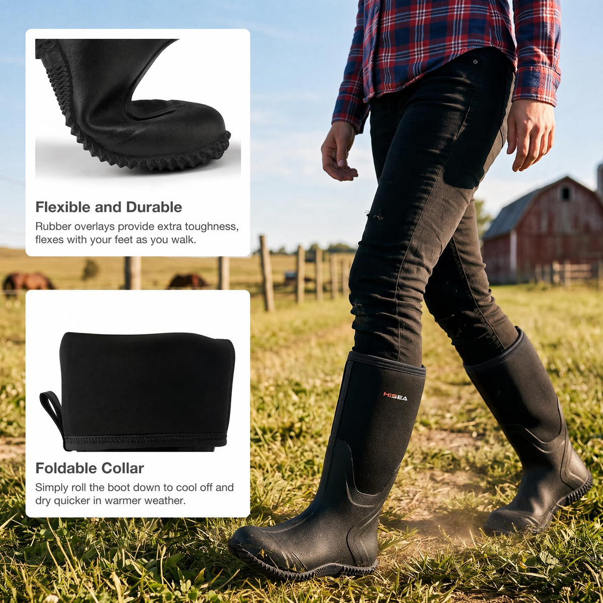 Women's Waterproof Insulated Neoprene Rubber Rain Boots X999572