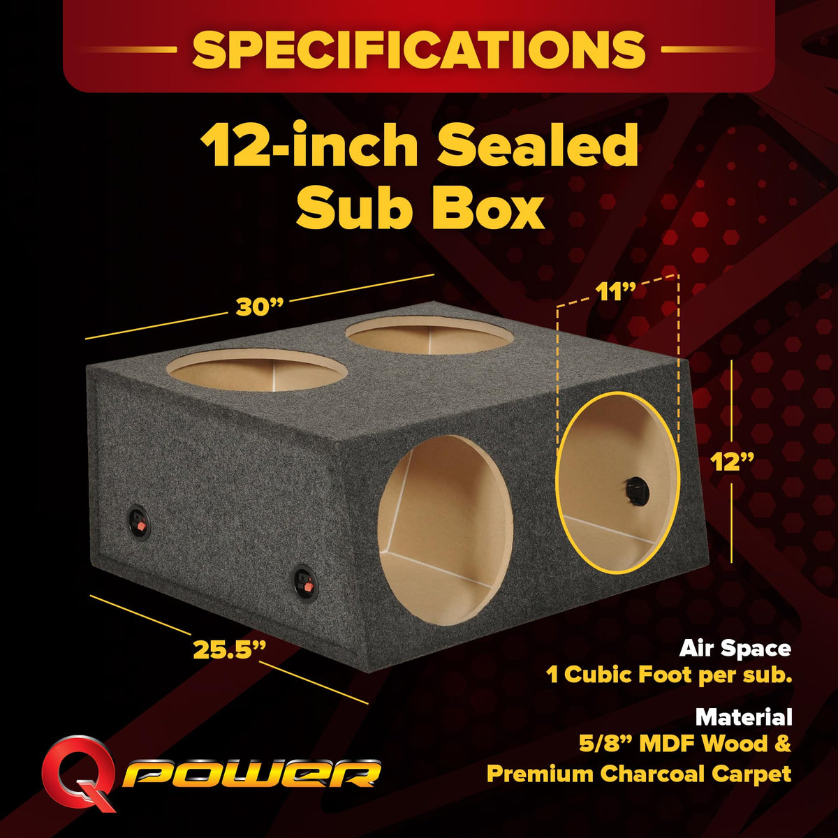 12 Inch 4 Hole Sealed Divided Speaker Box Subwoofer Enclosure F793