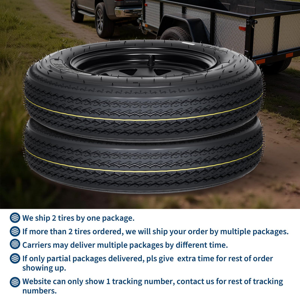 2-Pack Trailer Tire On Rim 5.30-12 4 Lug 12 in Wheels Load Range C Black L984485