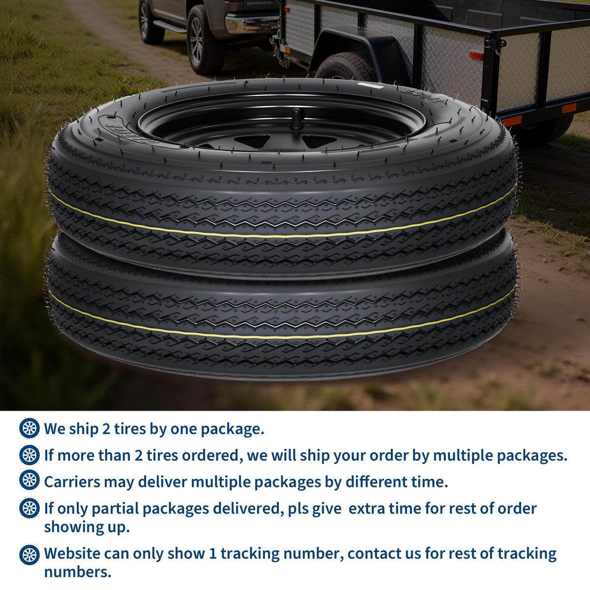 2-Pack Trailer Tire On Rim 5.30-12 4 Lug 12 in Wheels Load Range C Black L984485