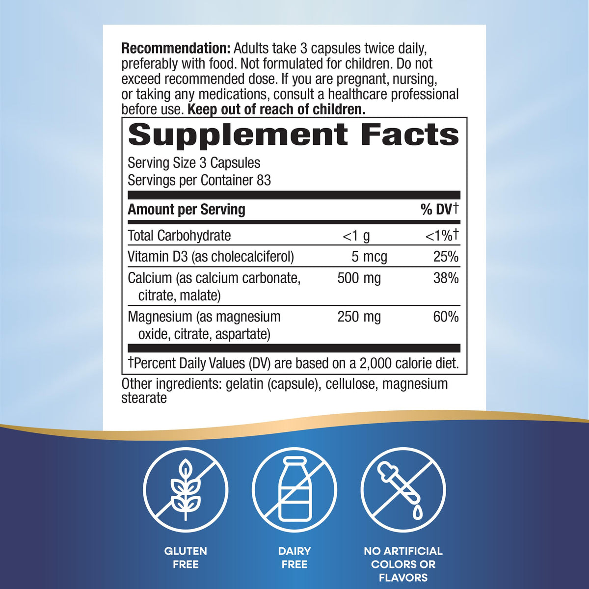 Calcium Magnesium & Vitamin D3 250 Capsules 2 Pack M676459