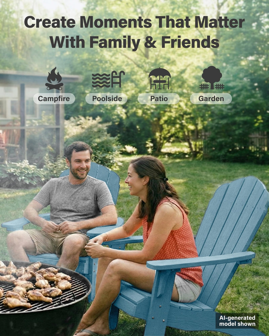 Oversized Adirondack Chair Set of 4 Blue B61328