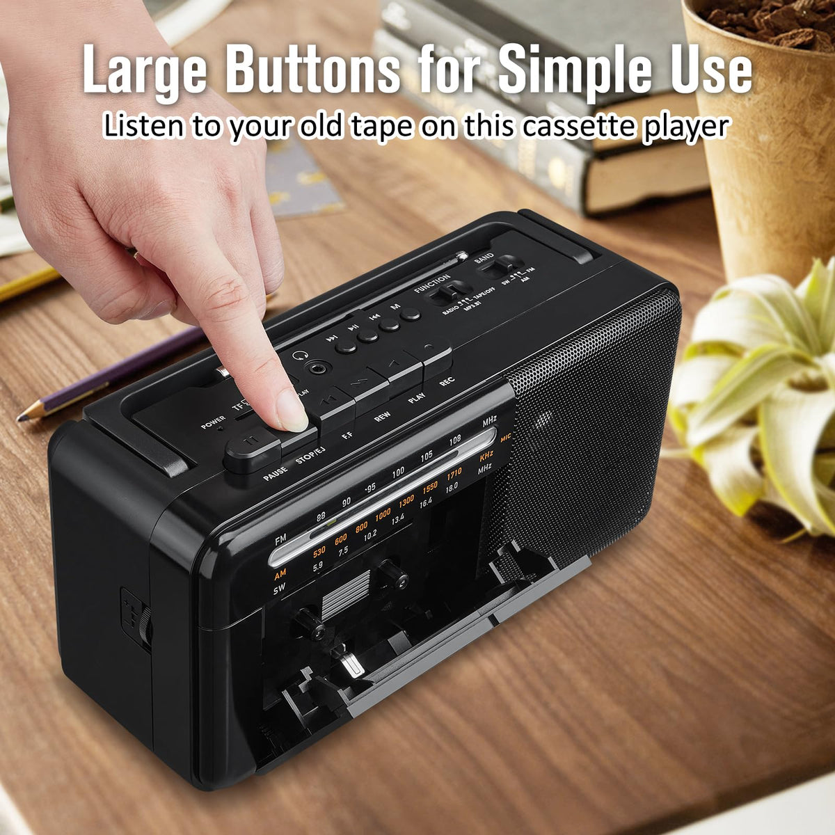 Cassette Tape Player Bluetooth Boombox AM/FM/SW Radio Stereo J10671