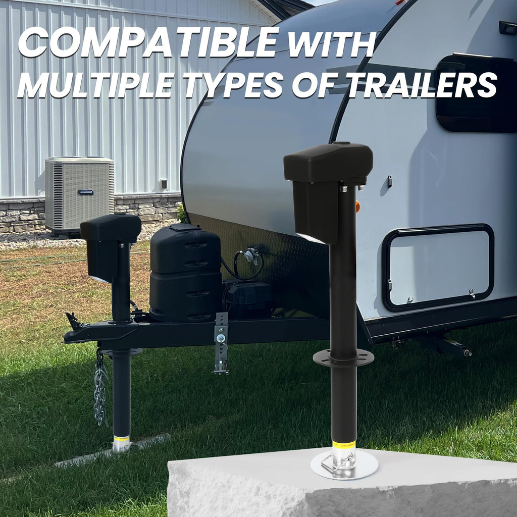 12V Electric Tongue Jack 4000lb A-Frame Heavy Duty Trailer Jack with Drop Foot & LED Light O784035