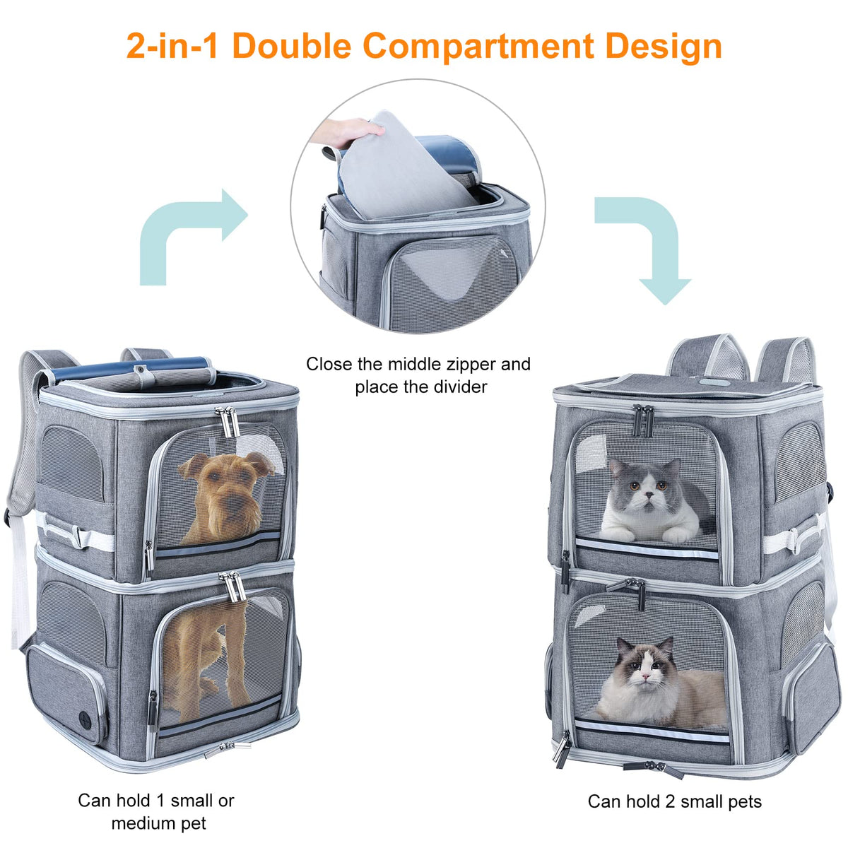 Double Compartment Pet Carrier Backpack H260263