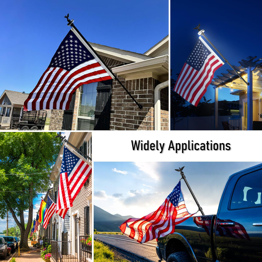 7FT Stainless Steel Flag Pole Kit with Solar Light and Adjustable Bracket M79492