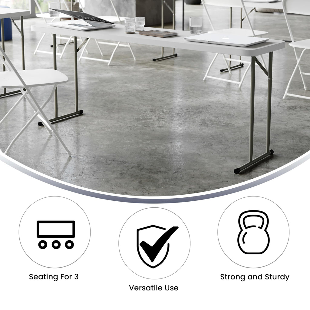 6 ft Plastic Folding Training Table F410