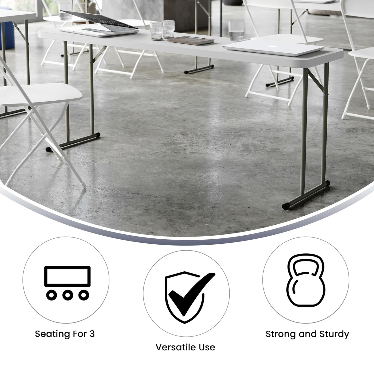 6 ft Plastic Folding Training Table F410