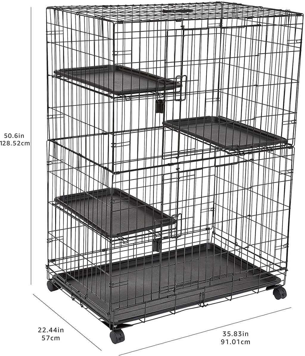 Large 3-Tier Cat Cage Playpen with Removable Tray, Black R605