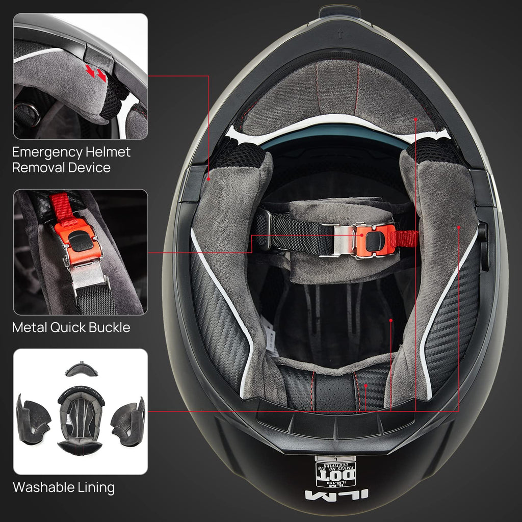 Matte Black Large Modular Full Face Motorcycle Helmet U633