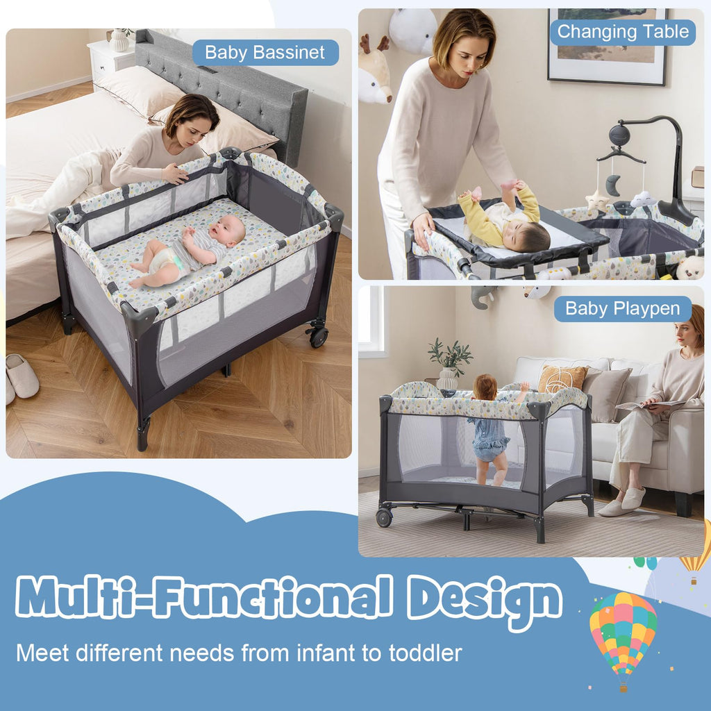 Portable Baby Playard with Bassinet and Changing Table Z1758