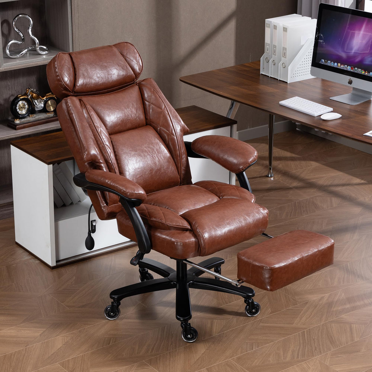 Big and Tall Executive Office Chair with Footrest, Brown T214112