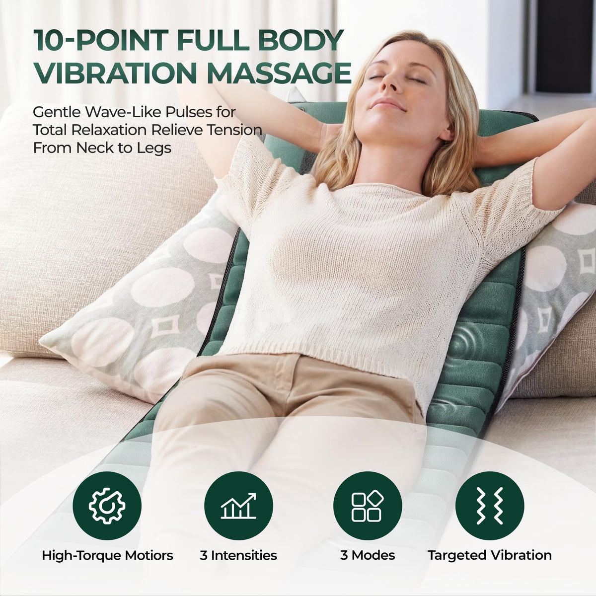 Full Body Massage Mat with Heat, 10 Motors, Detachable Massager Pad Z424