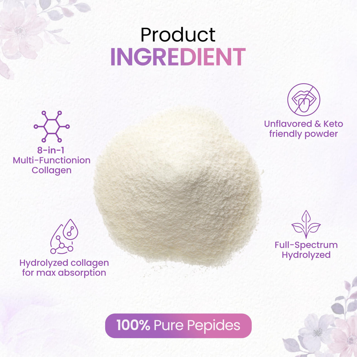 Multi Collagen Peptides Powder 1lb Types I II III V X N851