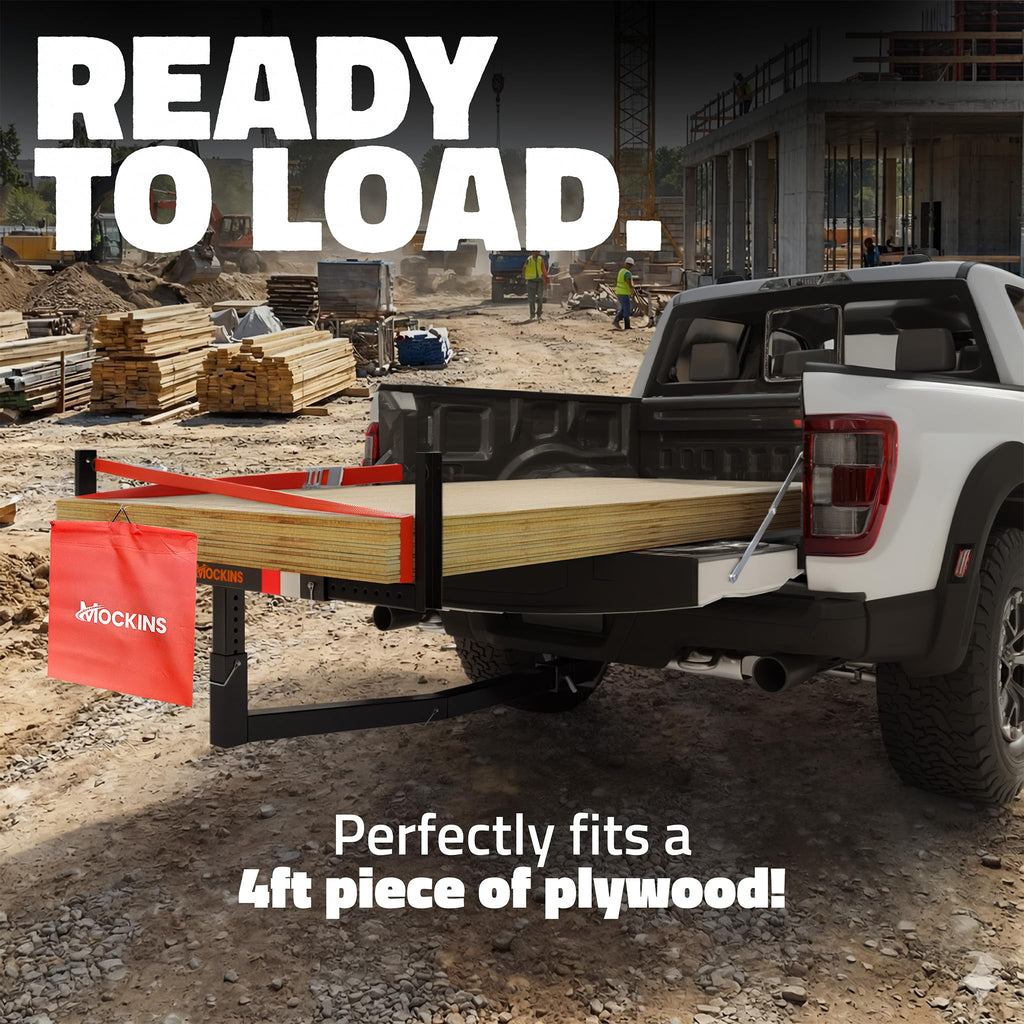 750 Lbs Cap Hitch Mount Truck Bed Extender with Stabilizer & Straps C2606